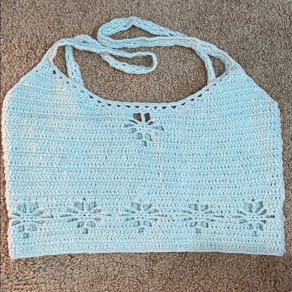 Free People Sea foam blue crochet crop top S!! - Picture 1 of 5